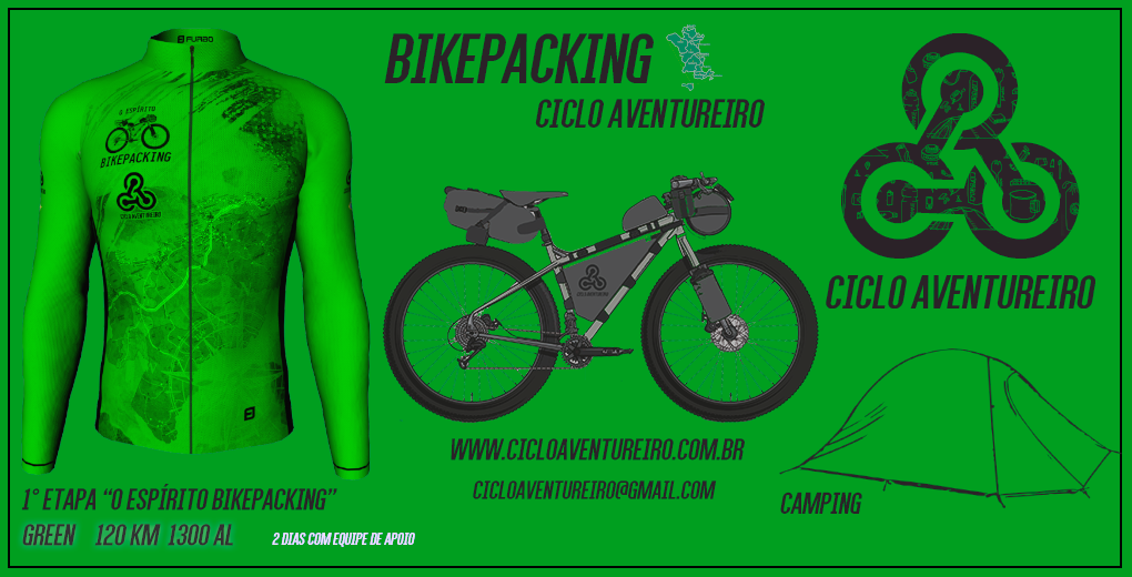 Verde Capa Bikepacking Oficial 2020 com camisa